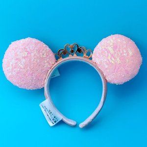 Pink Sequin Minnie Mouse Headband Tiara 2021 Princess Crown Disney Parks Ears US
